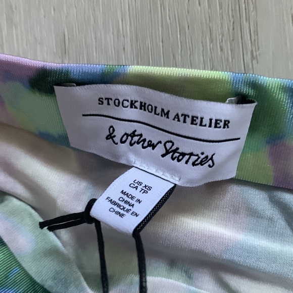 & Other Stories floral midi skirt pencil NWT watercolor‎ stretching casual sz XS - Picture 8 of 10